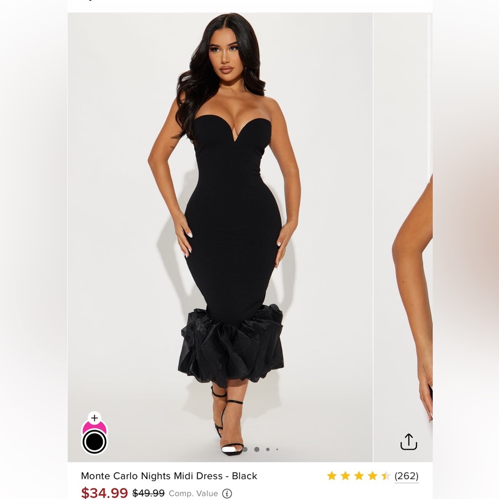 Fashion Nova Black Sheath Spaghetti Strap Dress